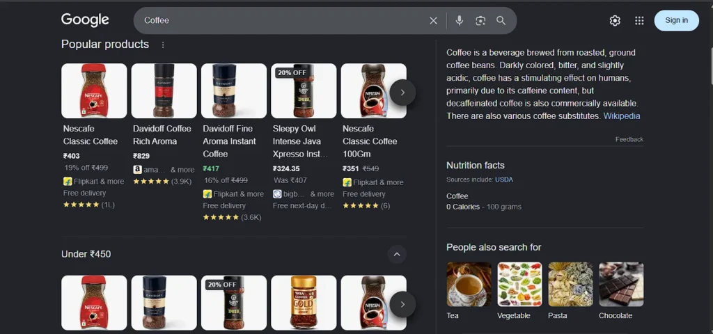 Coffee query dominant meaning interpretation