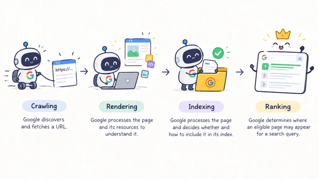 Crawling vs Indexing vs Ranking