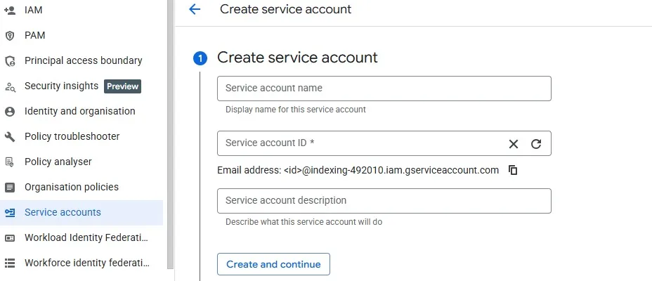 Create Service Account