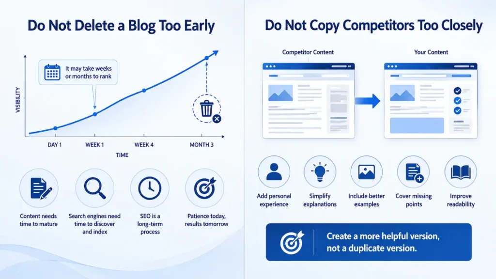 Do Not Delete a Blog Too Early and copy competitors