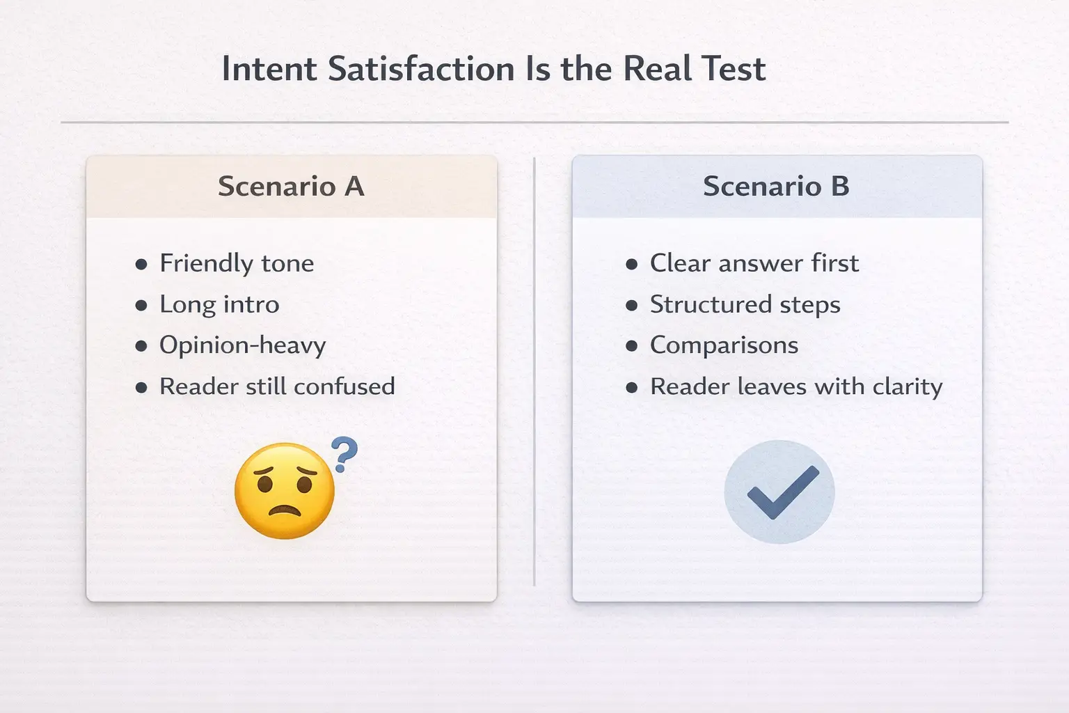 Intent Satisfaction Is the Real Test