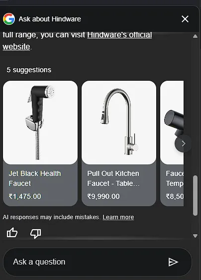It gives me specific product recommendations here