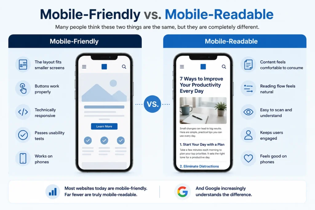 Mobile Friendly vs Mobile Readable
