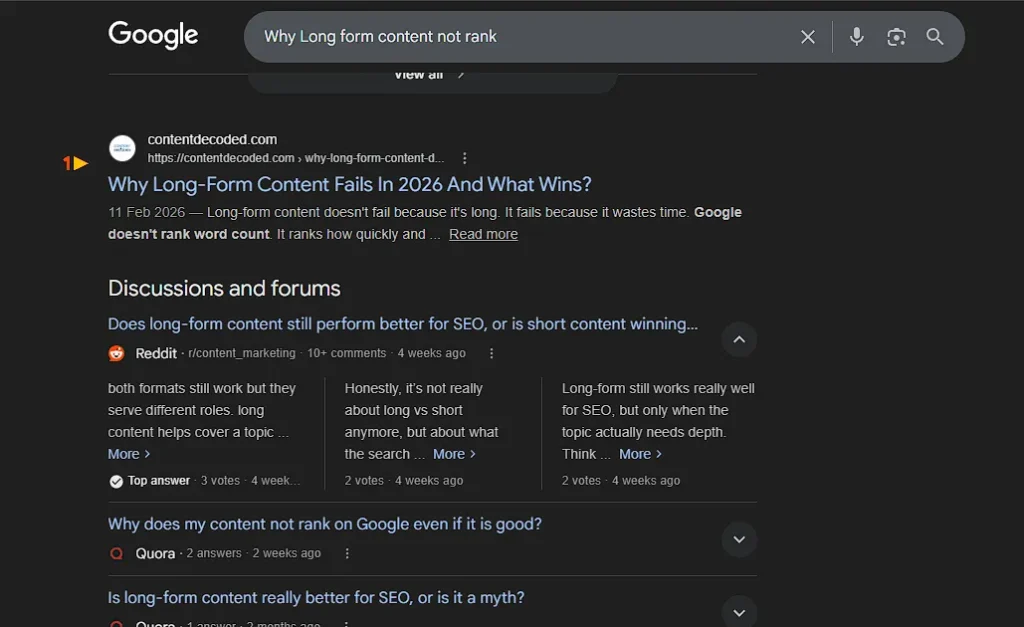 My Content Ranks higher as per 24 April