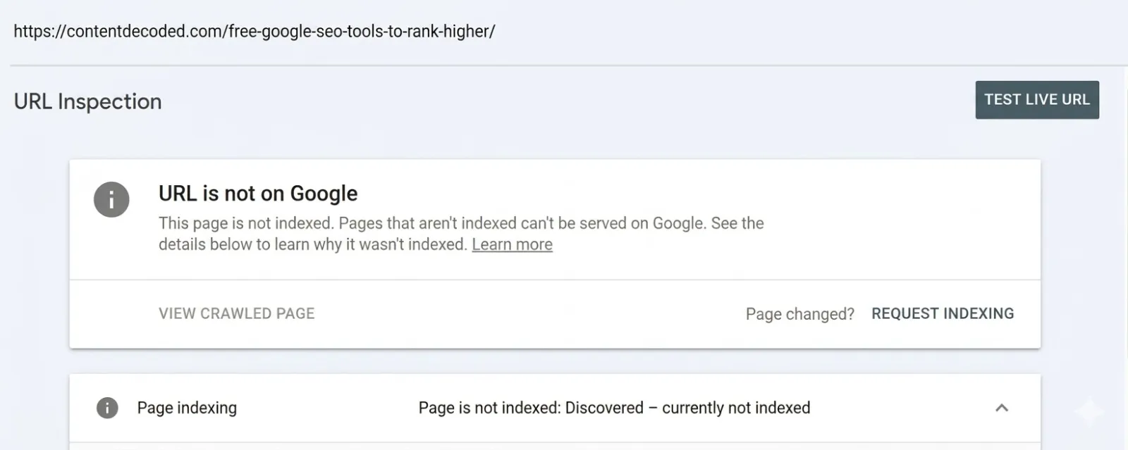 Blog not indexed in Search Console