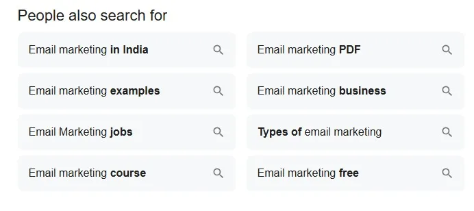 Related searches at bottom of Google