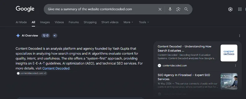 Screenshot Give me a summary of the website yourdomain.com