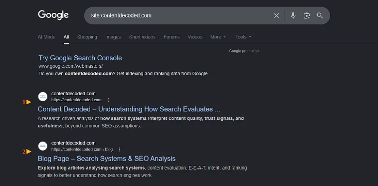 Screenshot site:contentdecoded.com