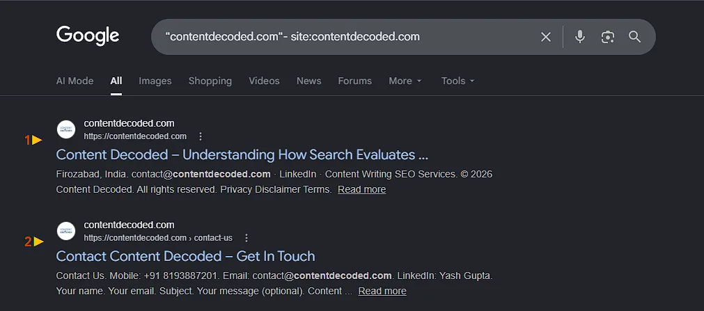 Screenshot yourdomain.com -site:yourdomain.com