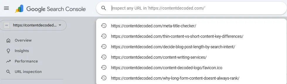 URL Inspection tool