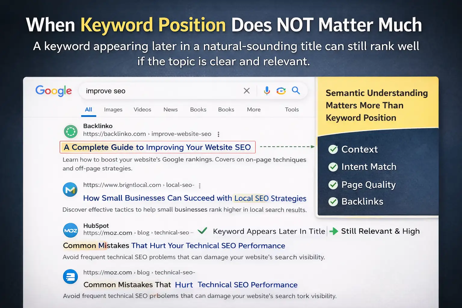 When Keyword Position Does NOT Matter Much