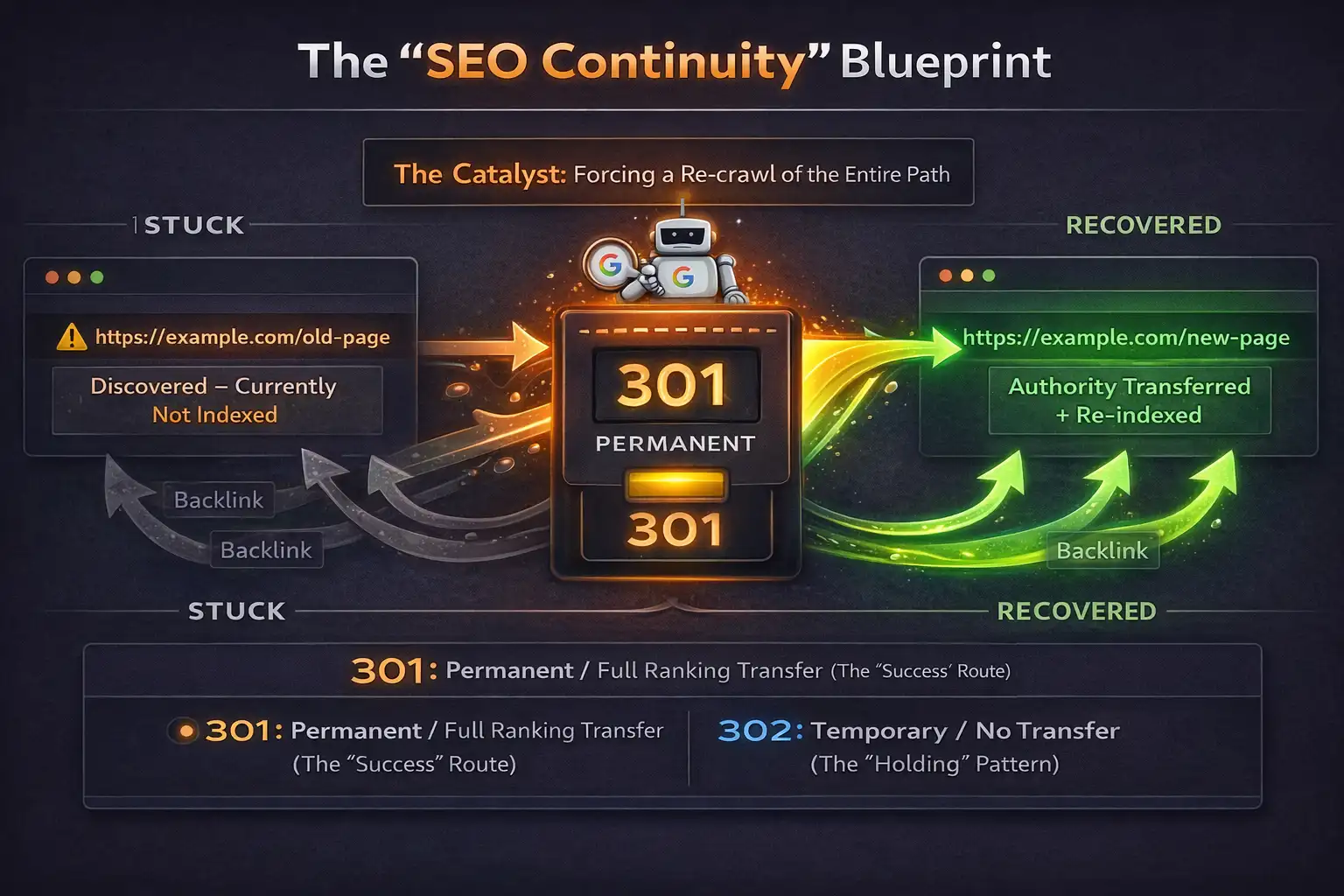 301 redirect ranking recovery
