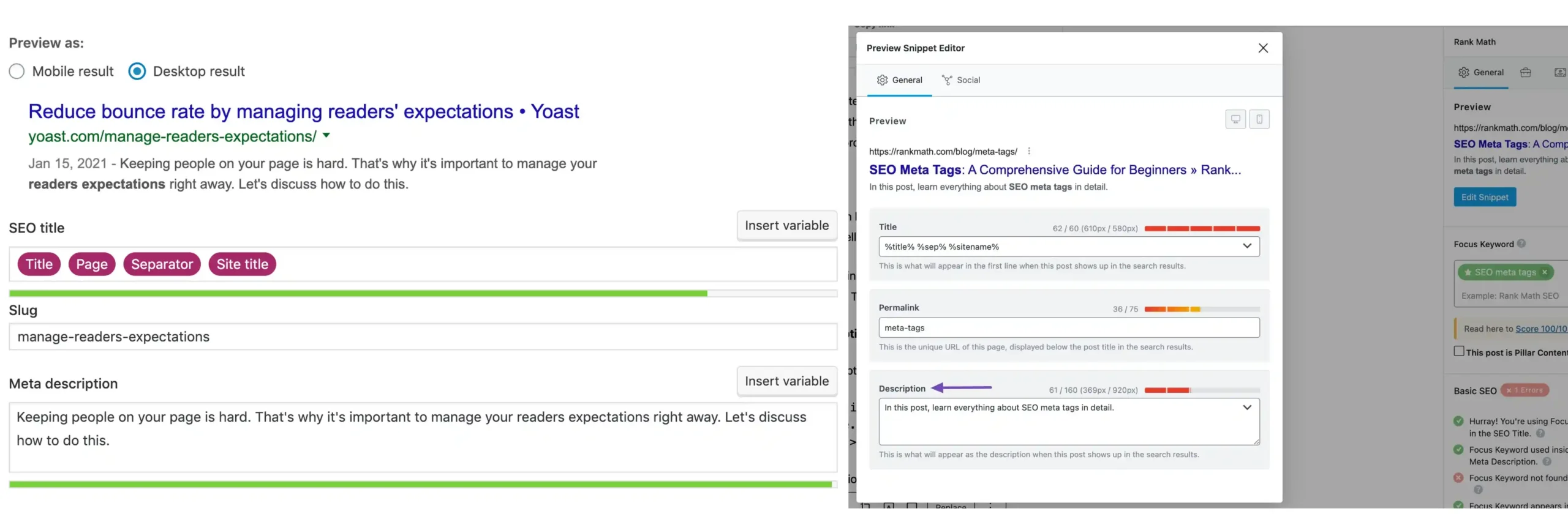 WordPress meta title with Yoast or Rank Math
