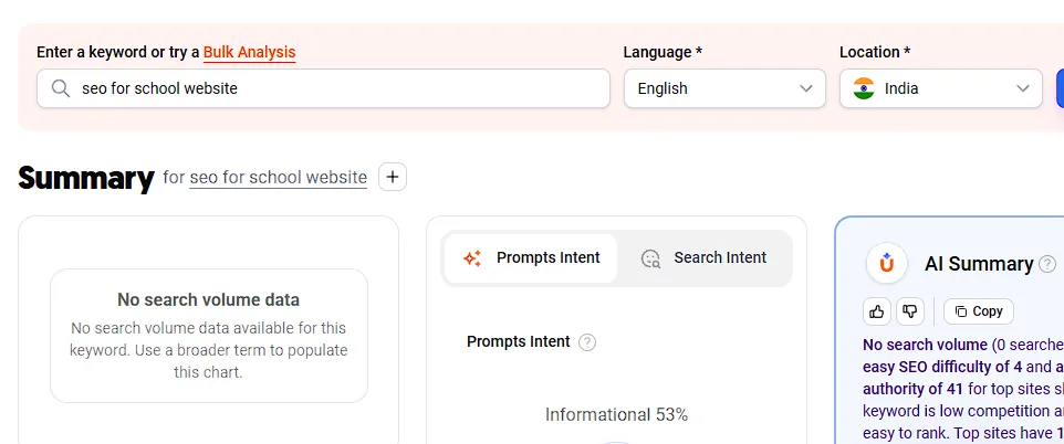 seo for school website screenshot