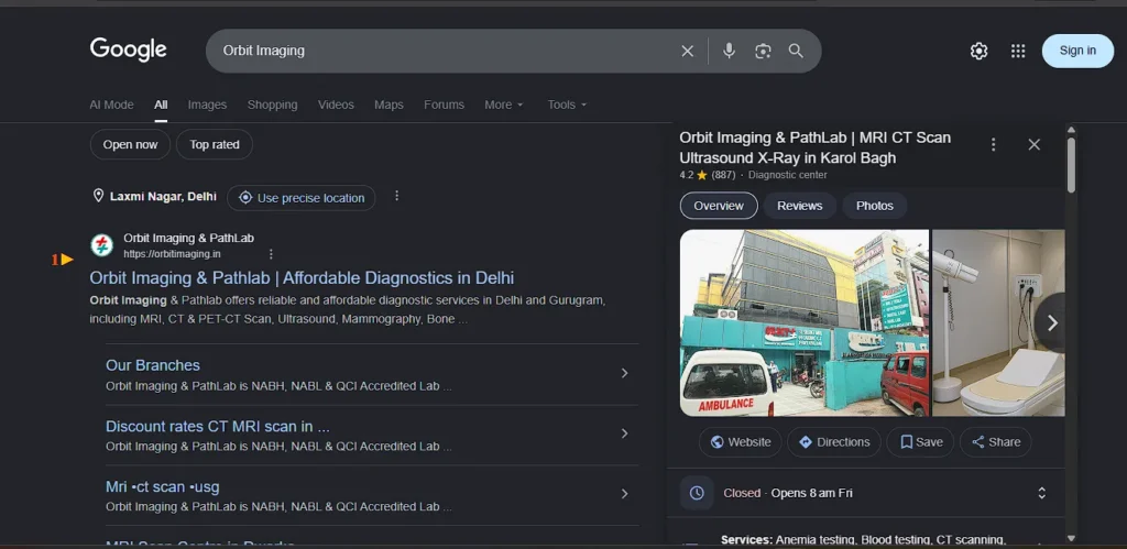 website appear for domain name because of GMB profile screenshot