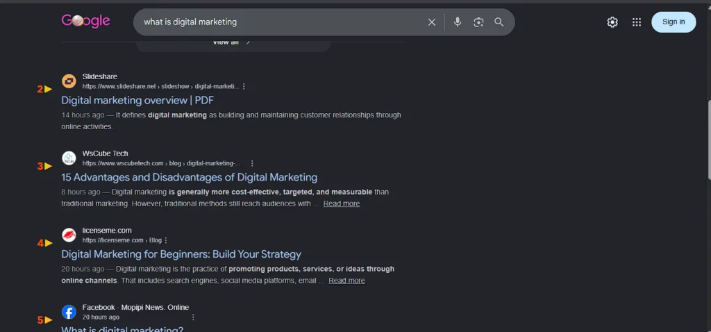 what is digital marketing query last 24 hrs screenshot